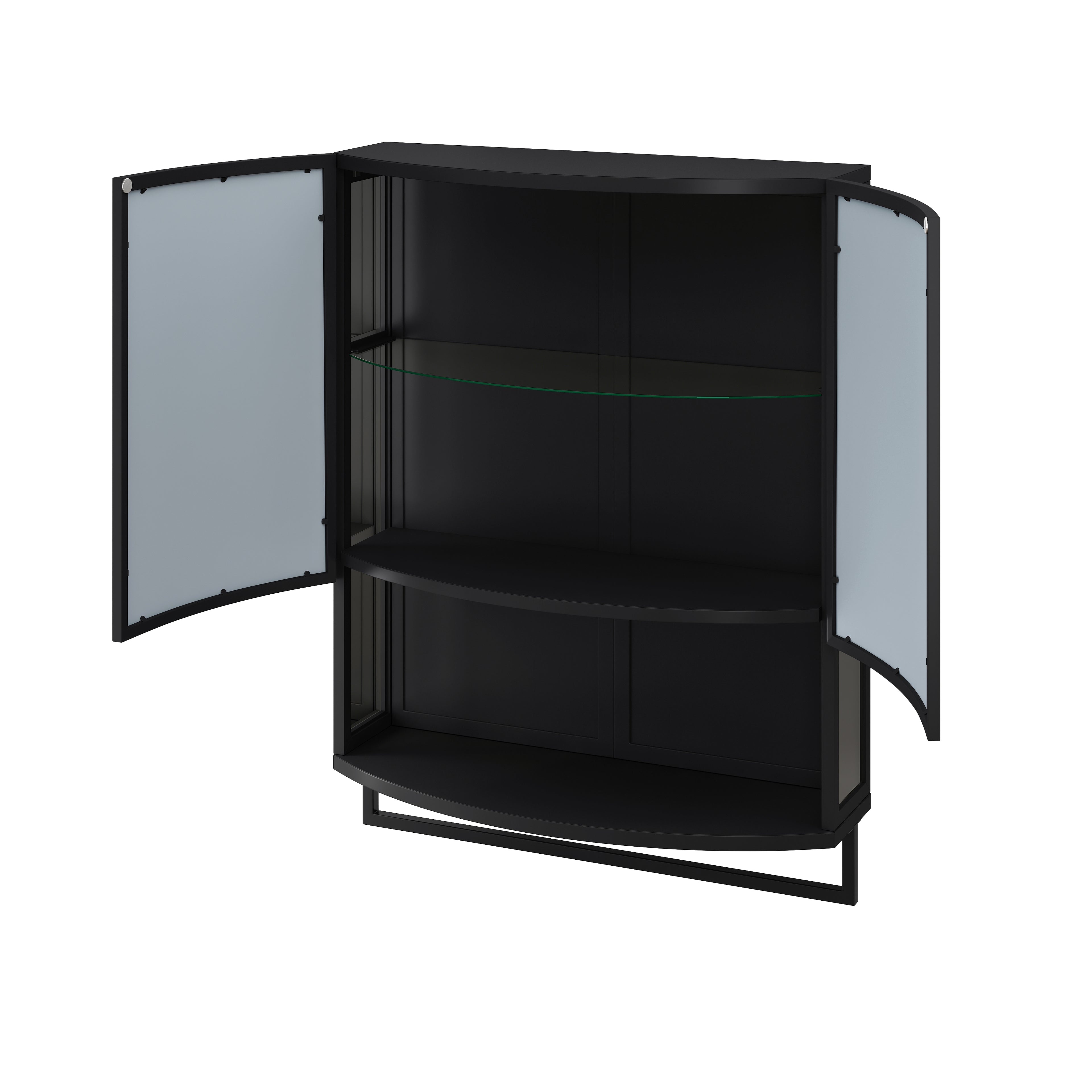 23.62" Modern Arched Glass Double-Door Wardrobe