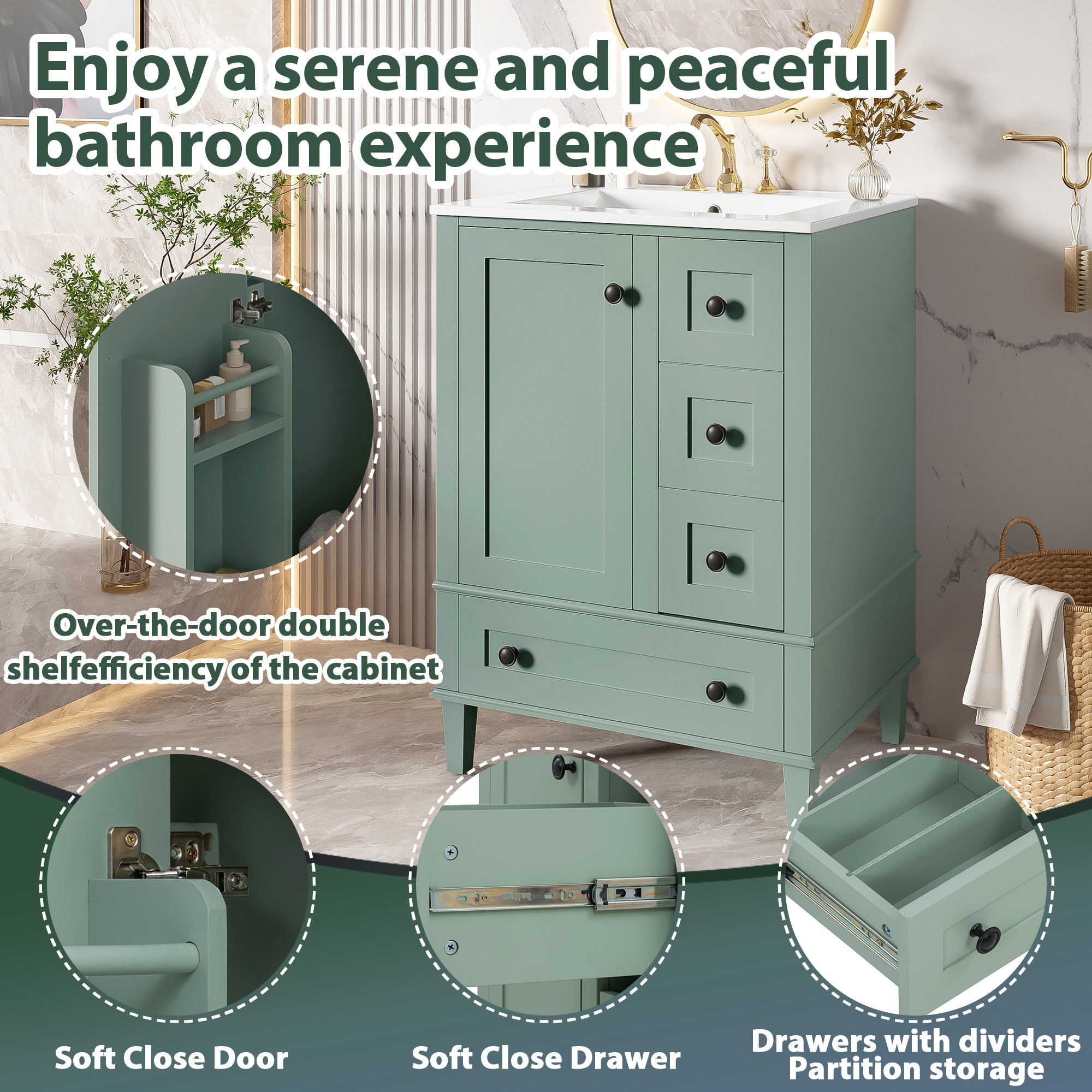24-Inch Light Bathroom Vanity Cabinet