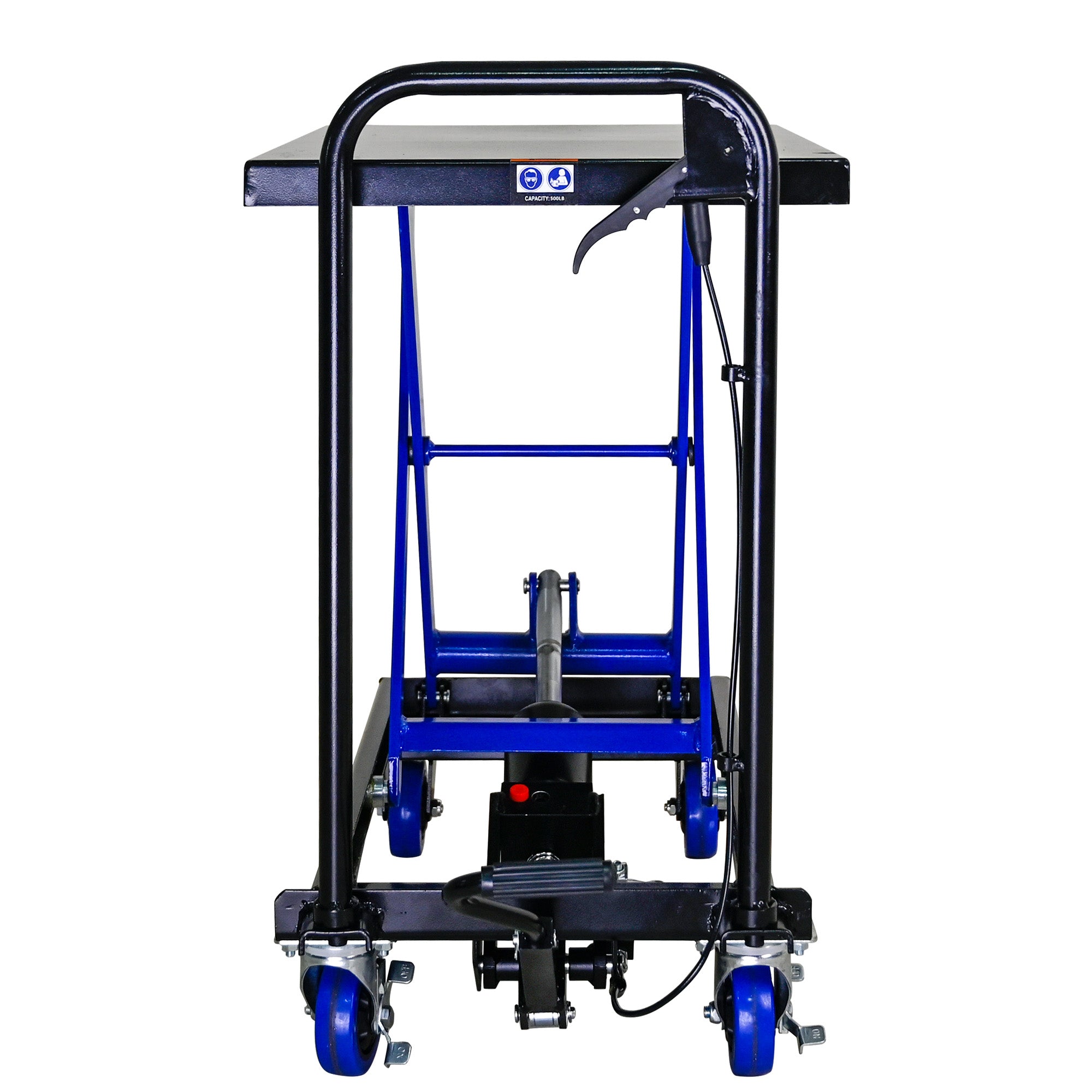 Hydraulic Lift Trolley, 500 LBS Capacity, BLACK+BLUE