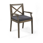 7 Pieces Acacia Wood Outdoor Dining Set with Dark