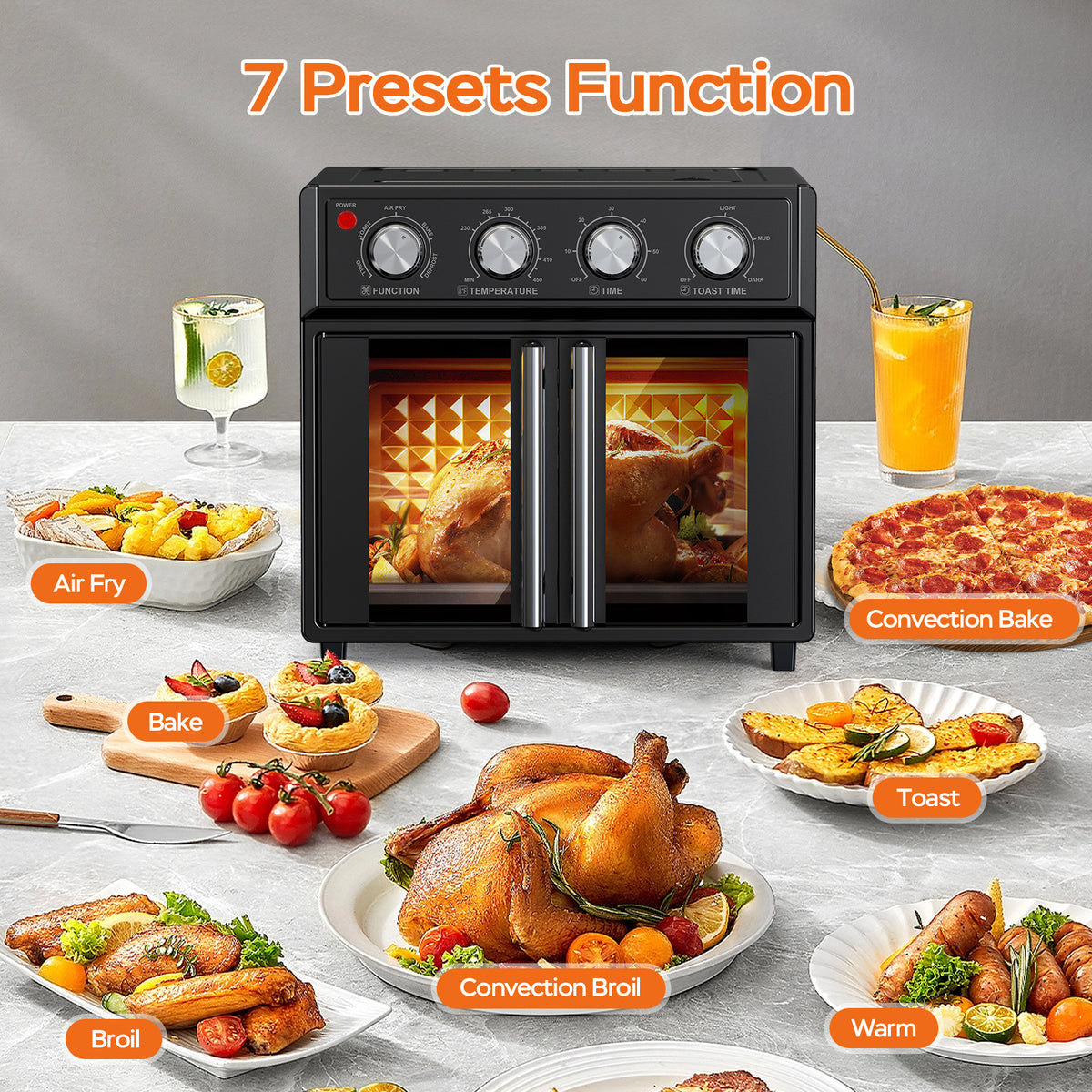 PlumChef 26QT Air Fryer Convection Toaster Oven