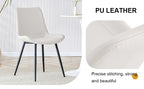 White Artificial Leather Backrest Cushion Dining Chair