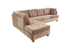 Living Room Sectional Waffle Suede Truffle Color Sectional Sofa