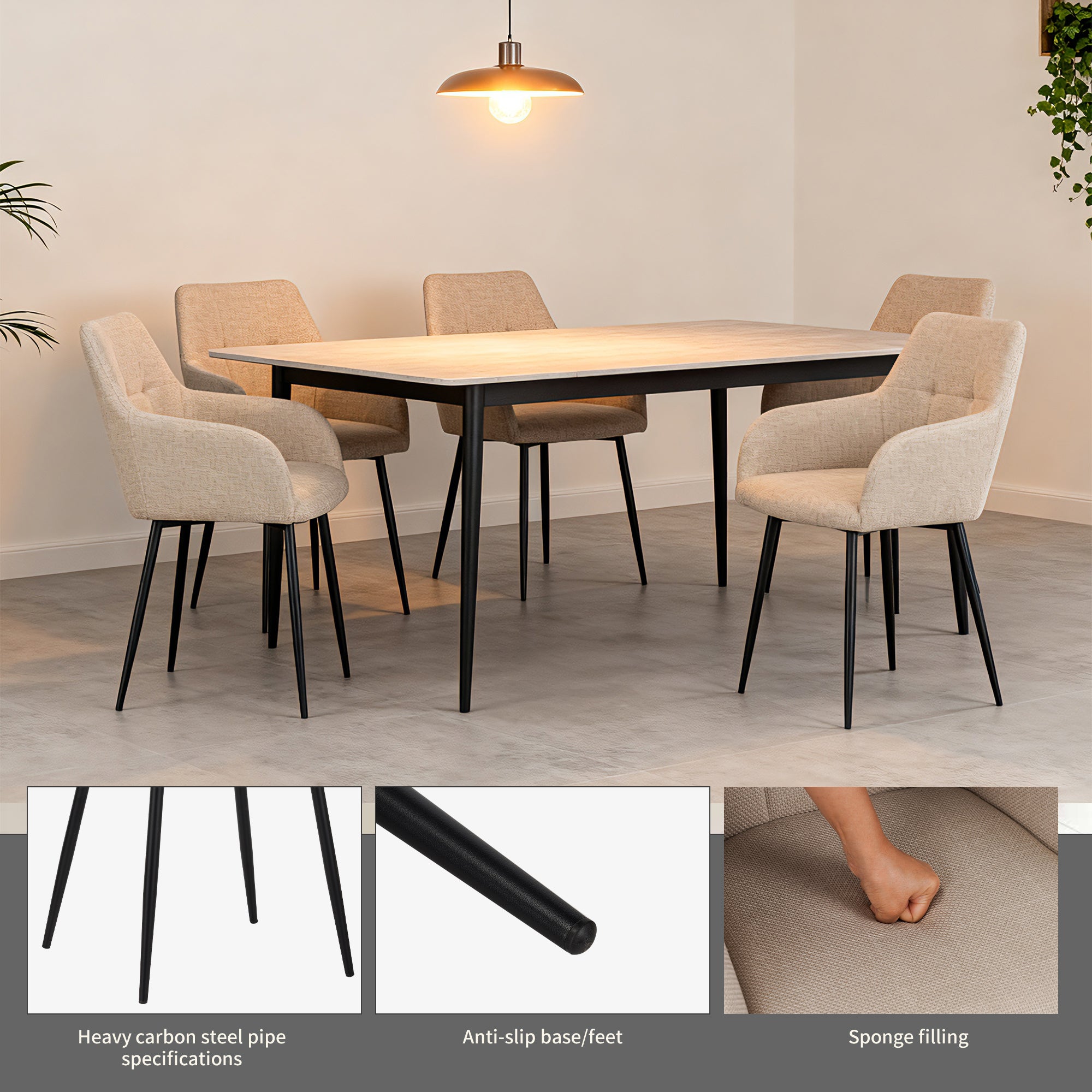Beige Dining Chair 2-Piece Set