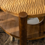 Round Coffee Table with Solid Wood for Living Room