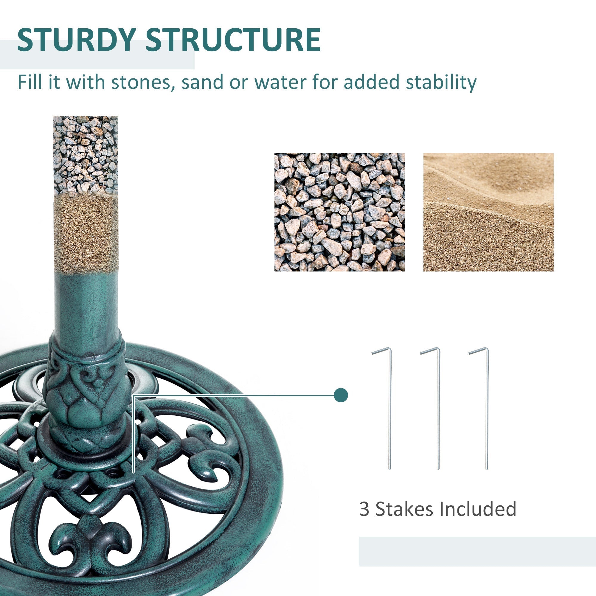 Outsunny 28'' Bird Bath Outdoor Resin Decor with Fleur De Lis Pattern