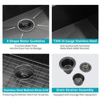 30 x 22 x 9 Inch Drop In Kitchen Sink - Topmount Gunmetal