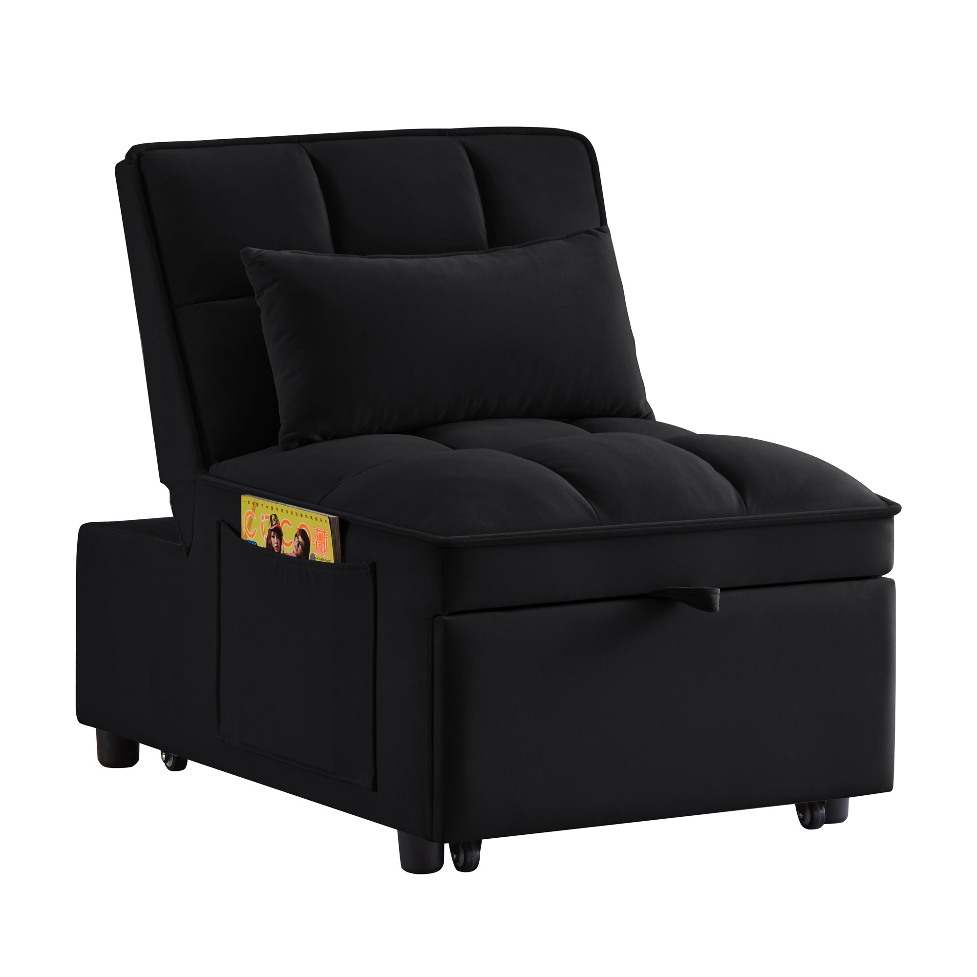 4 In1 Multi-Function Single Sofa Bed with Storage Pockets