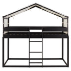 Twin Over Twin Wood Bunk Bed with Tent in Espresso