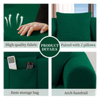 Spring Sofa with High-Quality Fabric, Pillows & Storage - Green