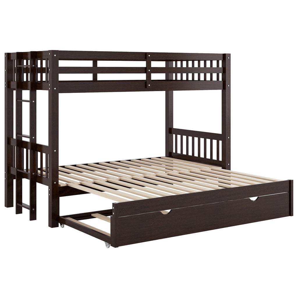 Twin Over Pull-out Bunk Bed with Trundle, Espresso
