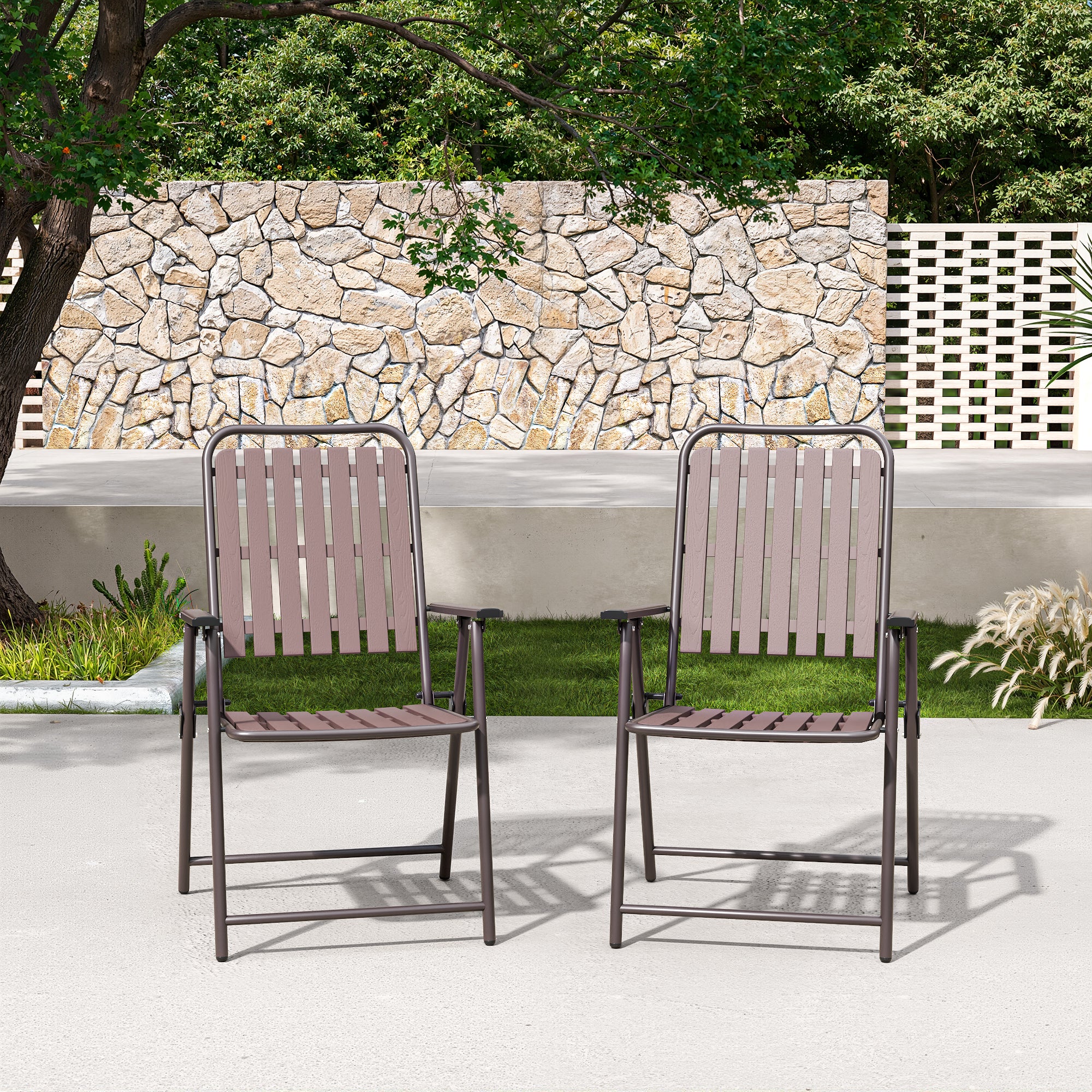 Brown 2-Piece Folding Chair Set