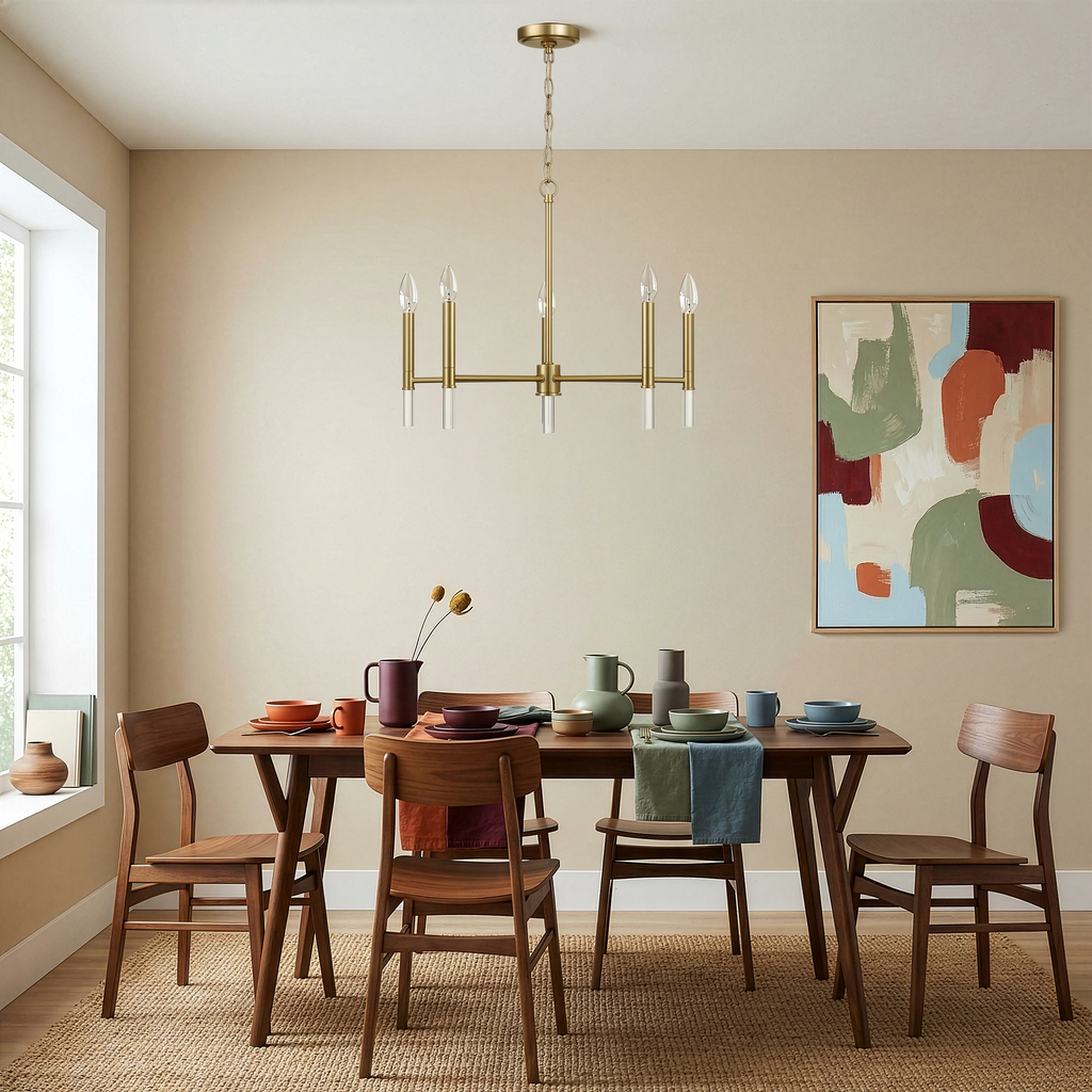 Courtyard Five Light Golden Brass Candle Light Chandelier