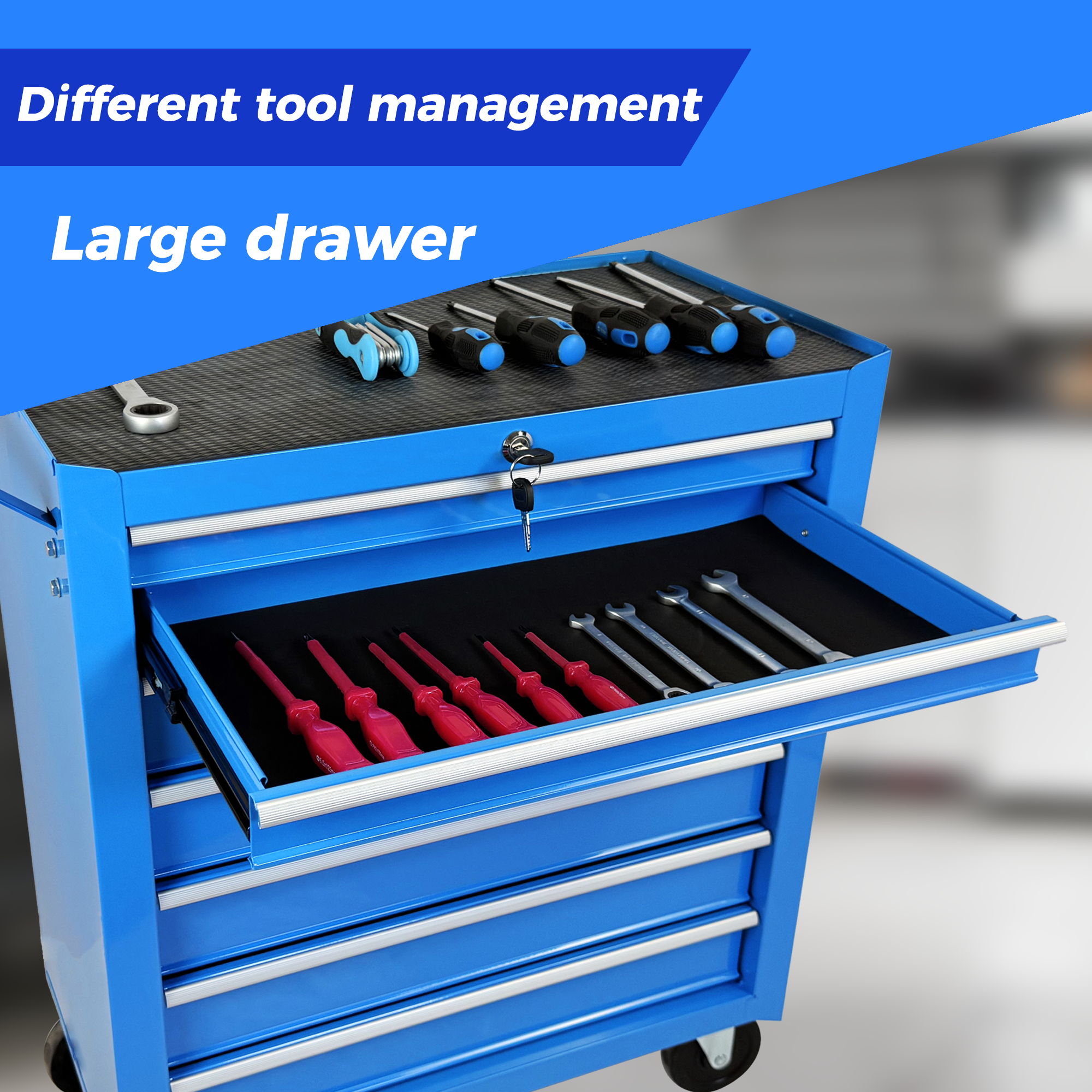 Rolling Tool Chest with 7-Drawer Tool Box - Blue