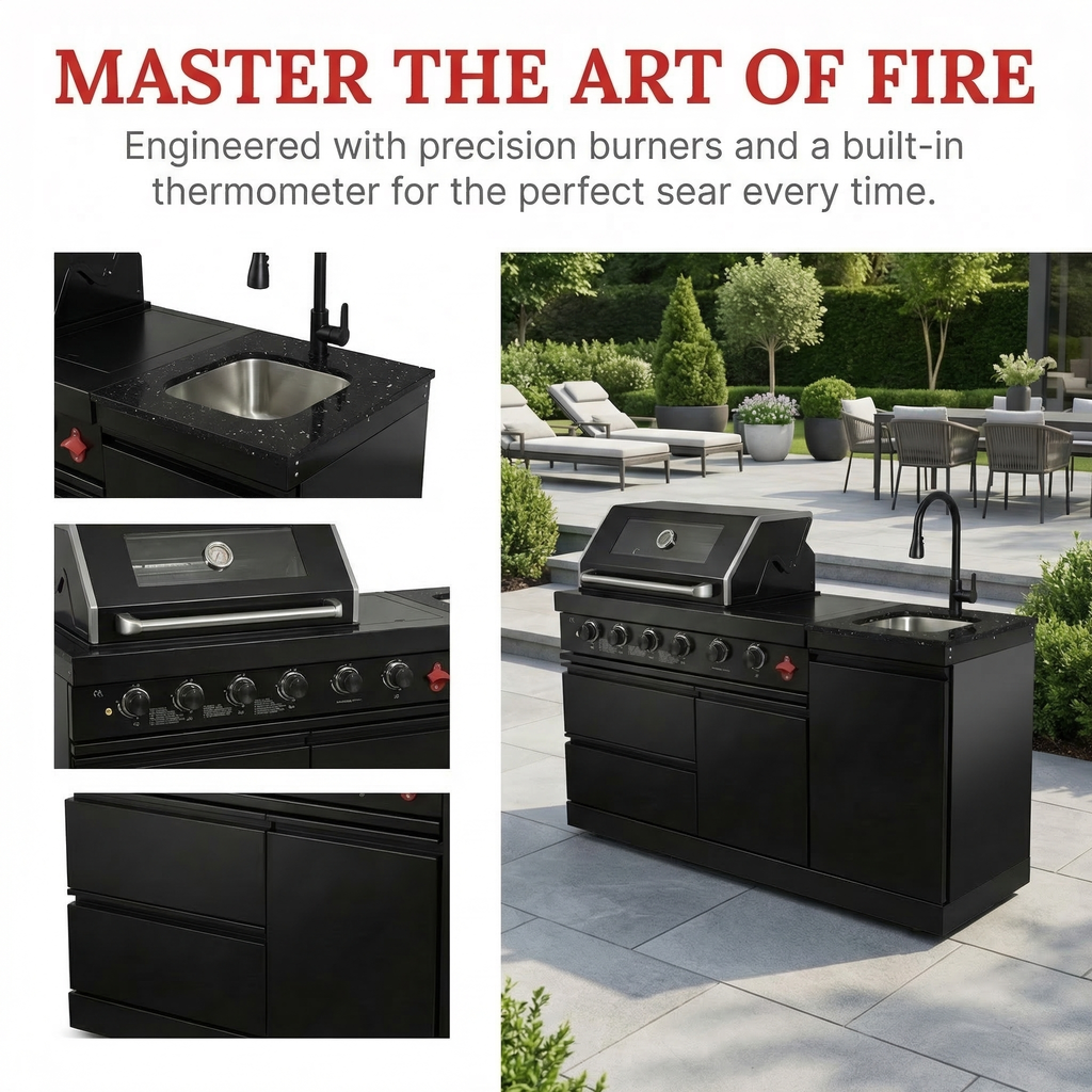 Deluxe Stainless Steel Propane Gas Outdoor Kitchen Grill