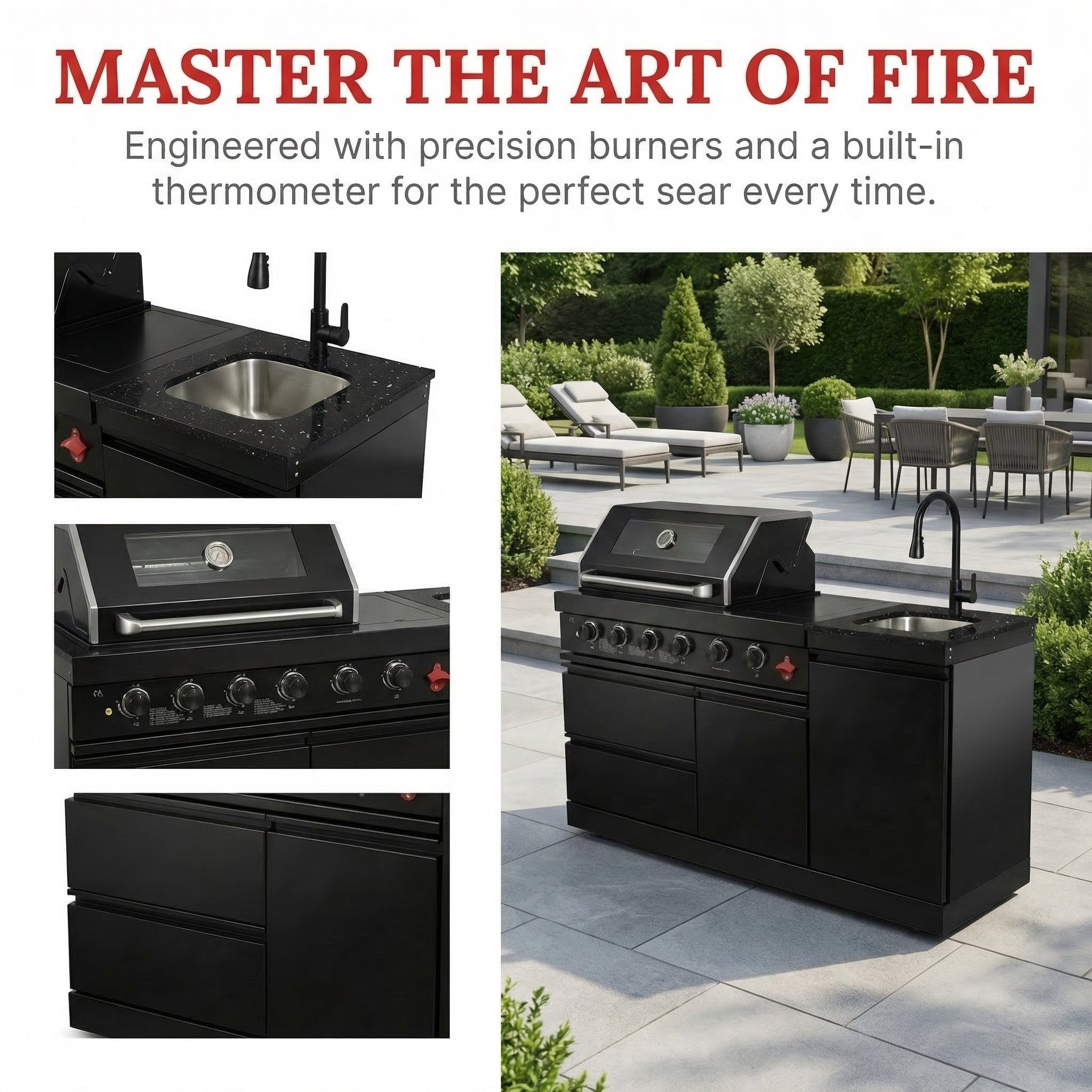 Deluxe Stainless Steel Propane Gas Outdoor Kitchen Grill