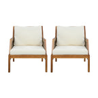 2 Piece Acacia Wood Patio Furniture Club Chair Set