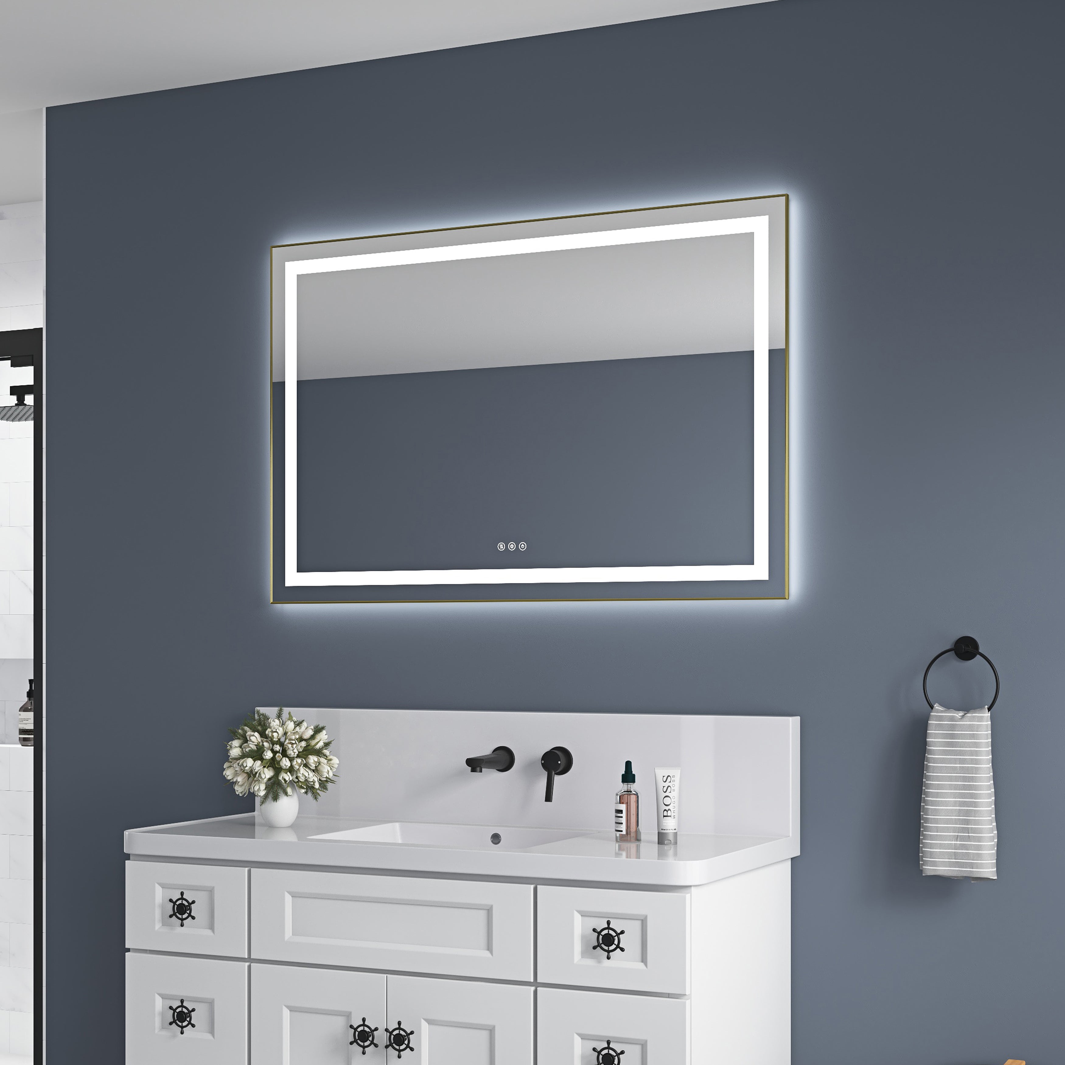 48" x 32" LED Bathroom Mirror with Front and Backlight