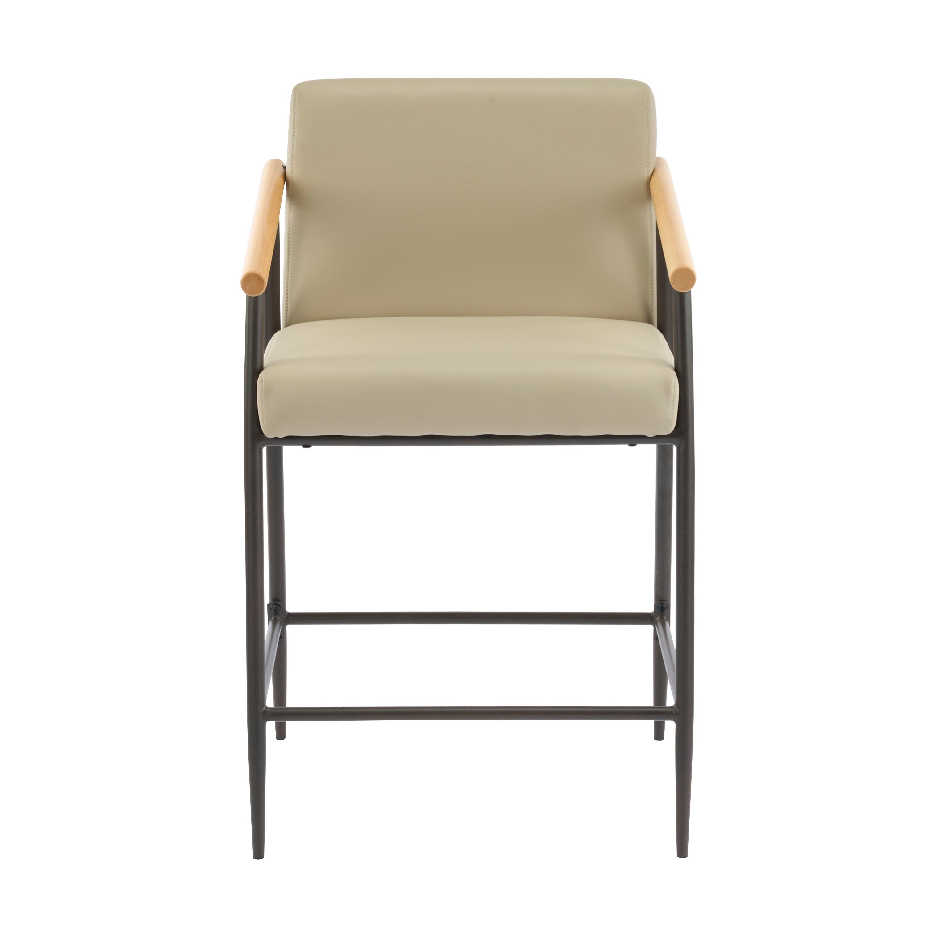 Counter Stool with Iron Frame - Set of 2 - Espresso + Khaki