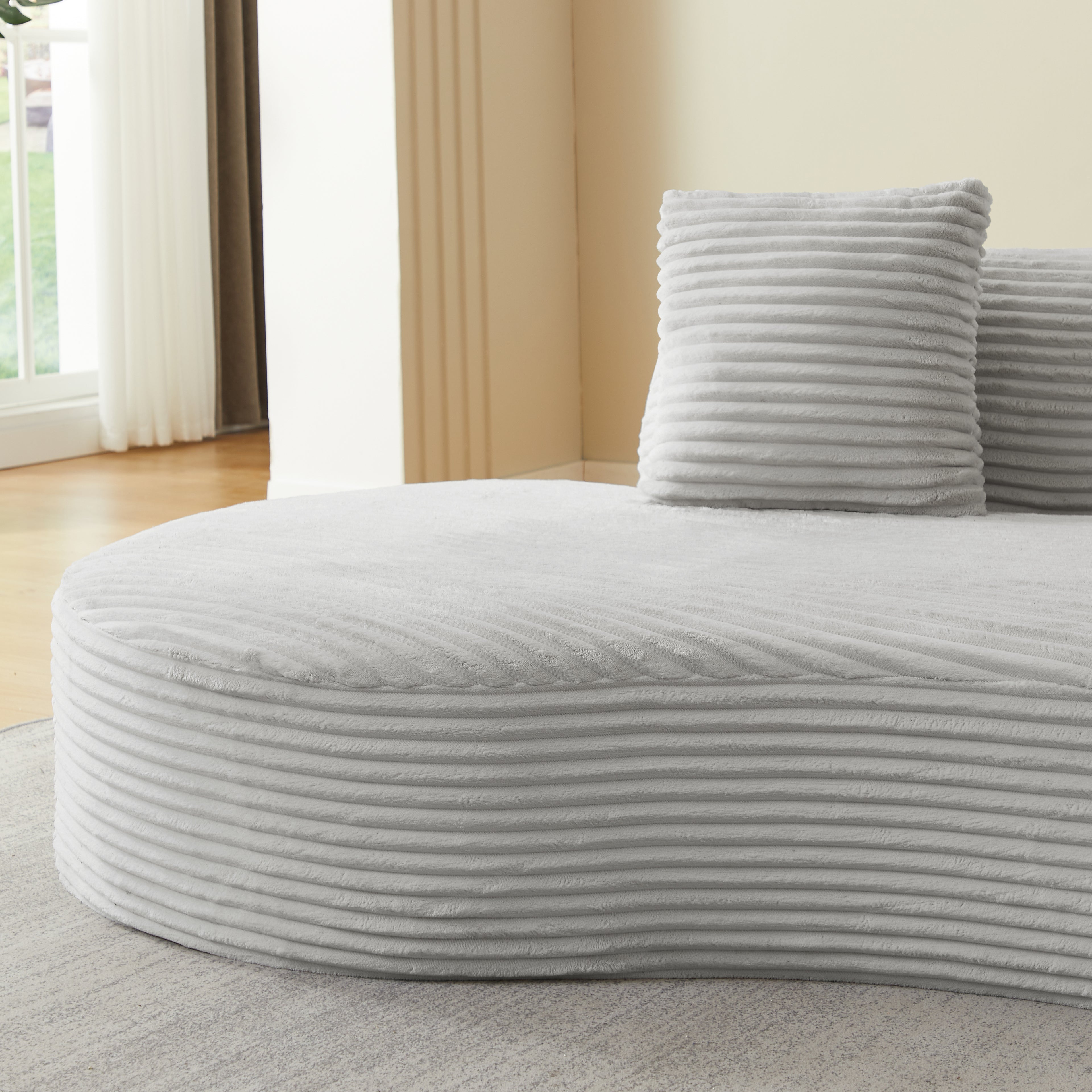 Contemporary Corduroy Curved Sectional Sofa with Scatter Cushions