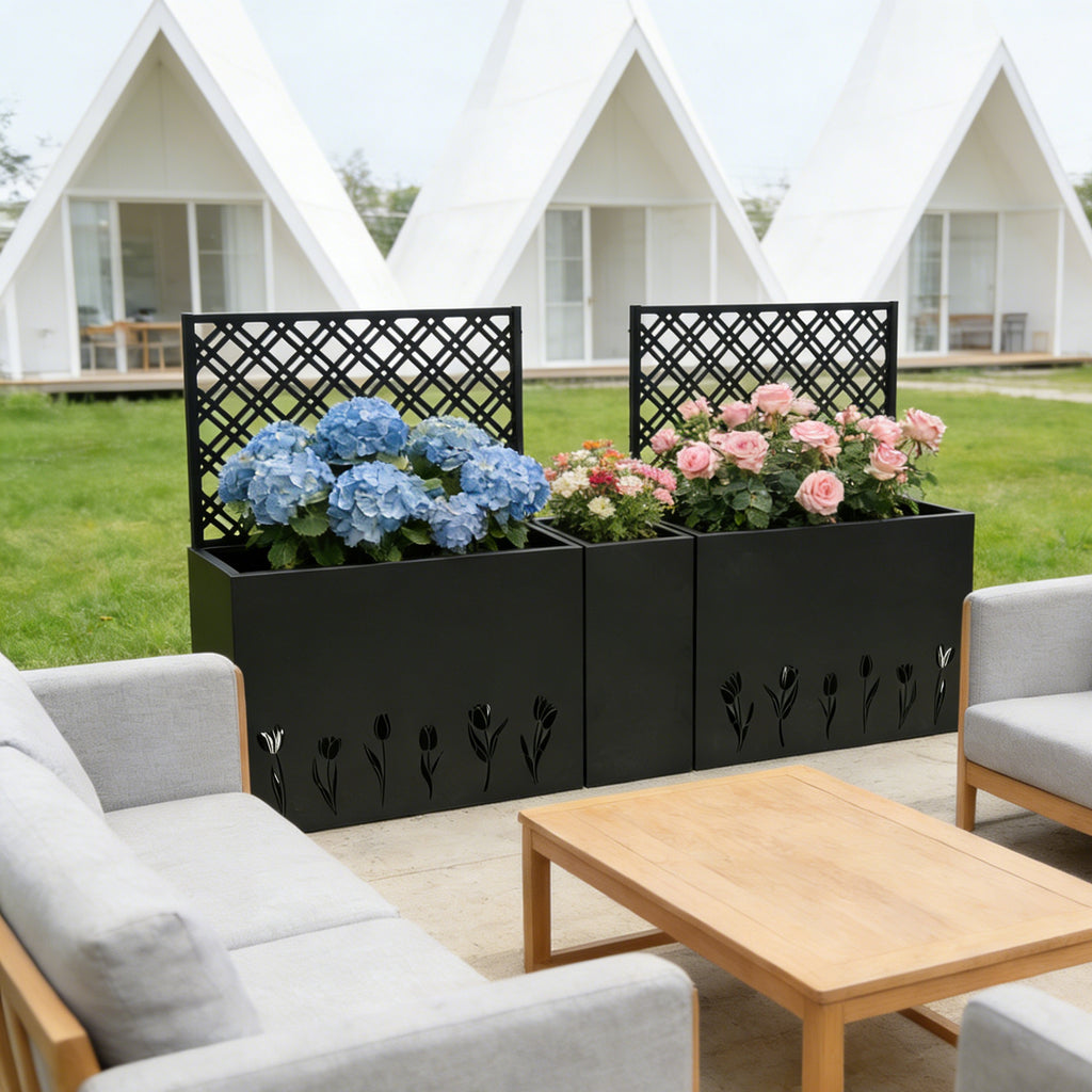 Metal Planter-Trellis Combo (Set of 3)