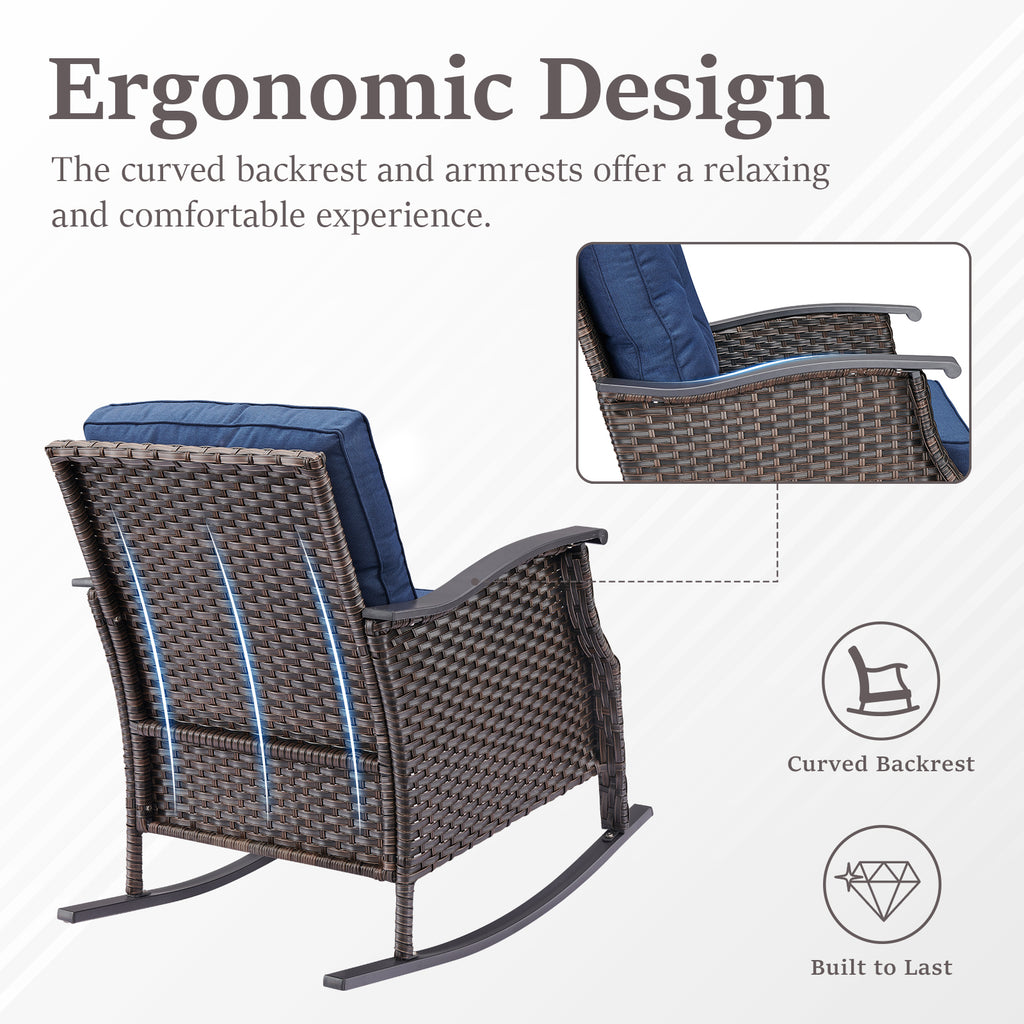 Outdoor Gliding Wicker Chairs Set of 2