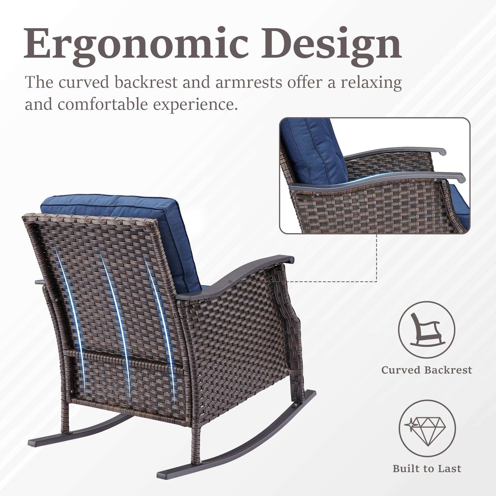 Outdoor Gliding Wicker Chairs Set of 2