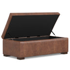 Gabbie 48 Inch Wide Rectangular Storage Ottoman in Distressed Saddle