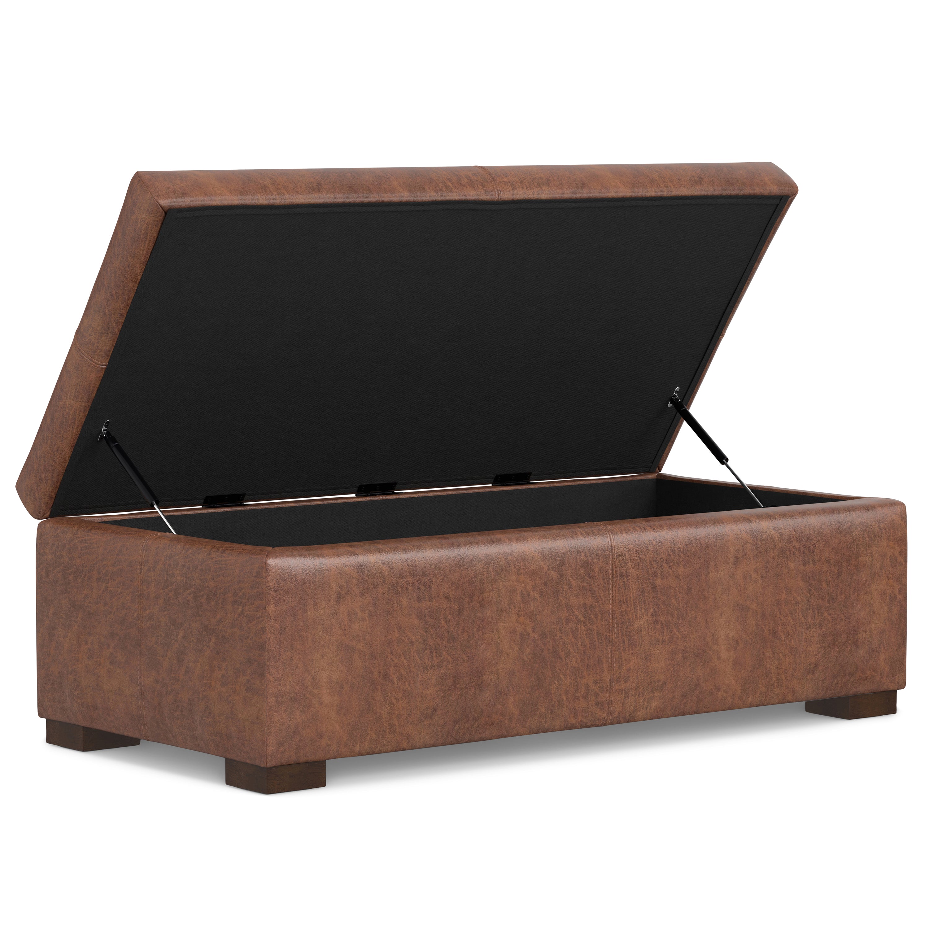 Gabbie 48 Inch Wide Rectangular Storage Ottoman in Distressed Saddle