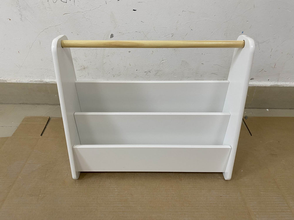 Kids Bookshelf with Wooden Handle - 2-Tier Front-Facing Bookcase