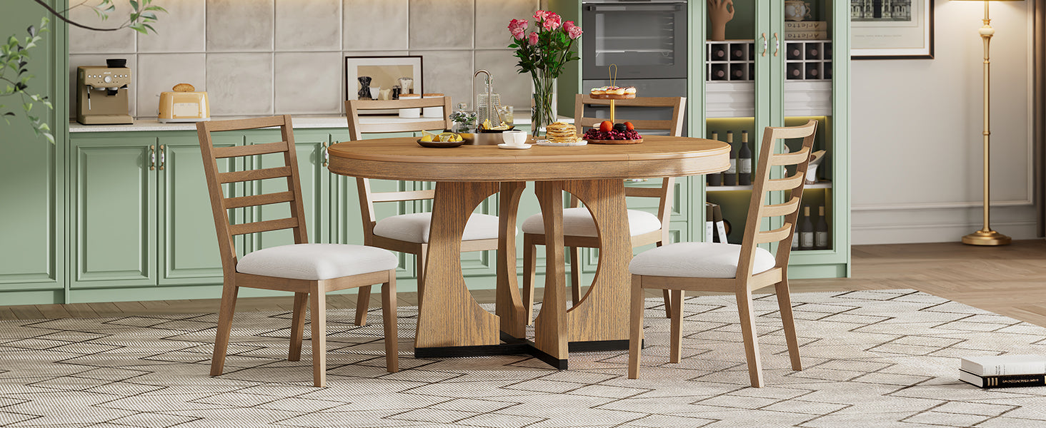 TREXM Round Dining Table for 4 with Chairs Set