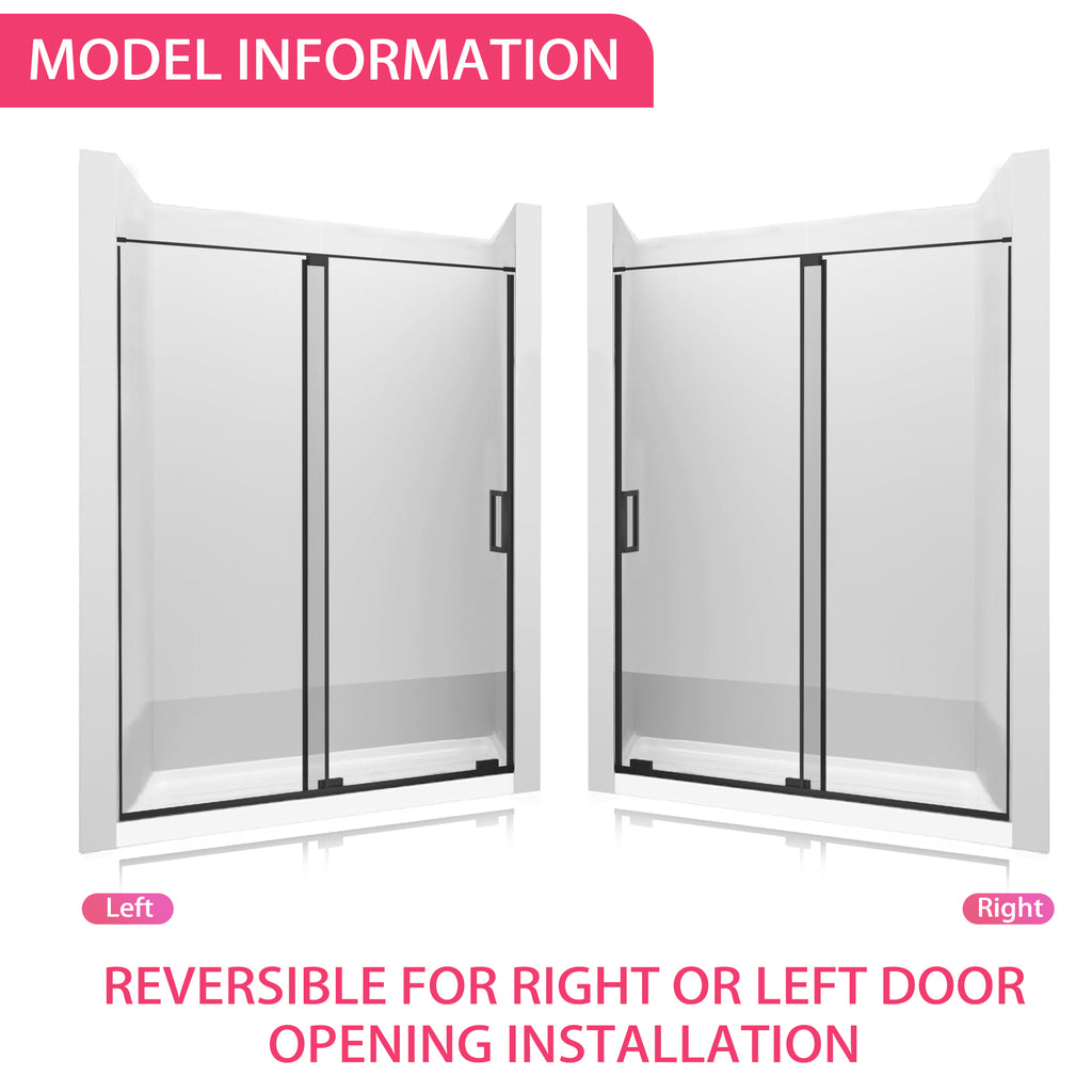 56-60" W x 72" H Semi-Frameless Sliding Shower Door