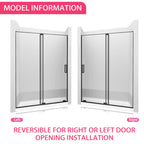 56-60" W x 72" H Semi-Frameless Sliding Shower Door