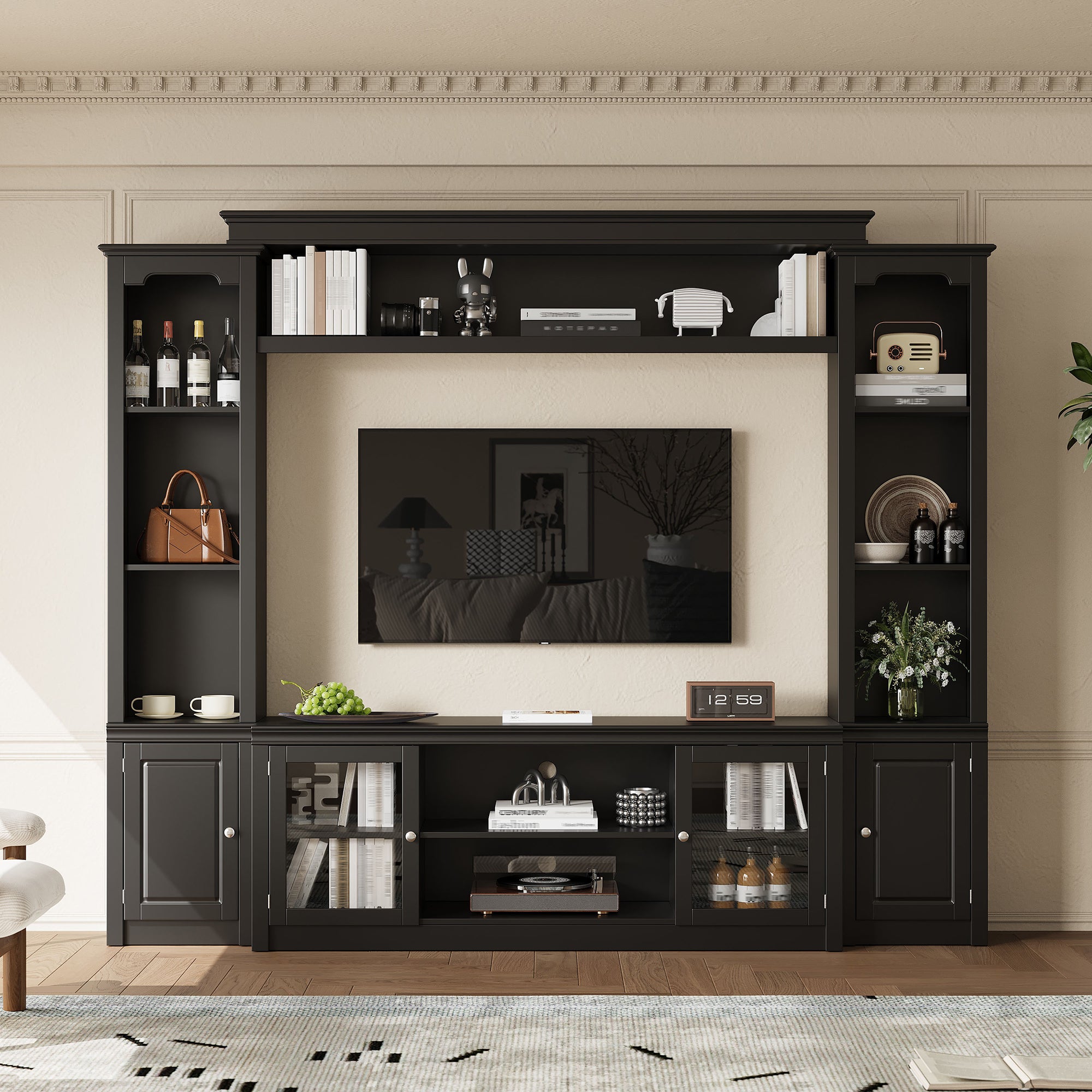 All-in-One Modern TV Stand with Bookcase for TVs Up to 65-inch
