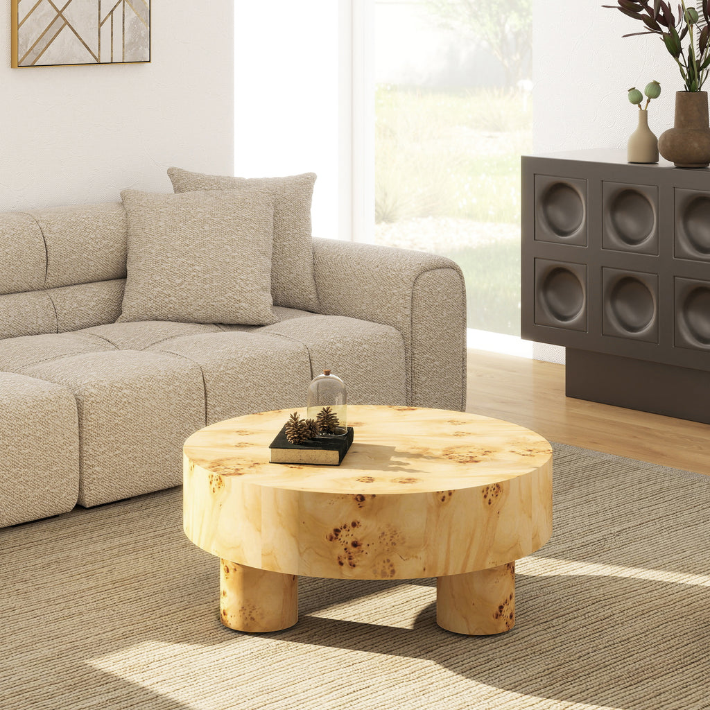 Nebula 35.5" Round Pillar Leg Coffee Table - Warm