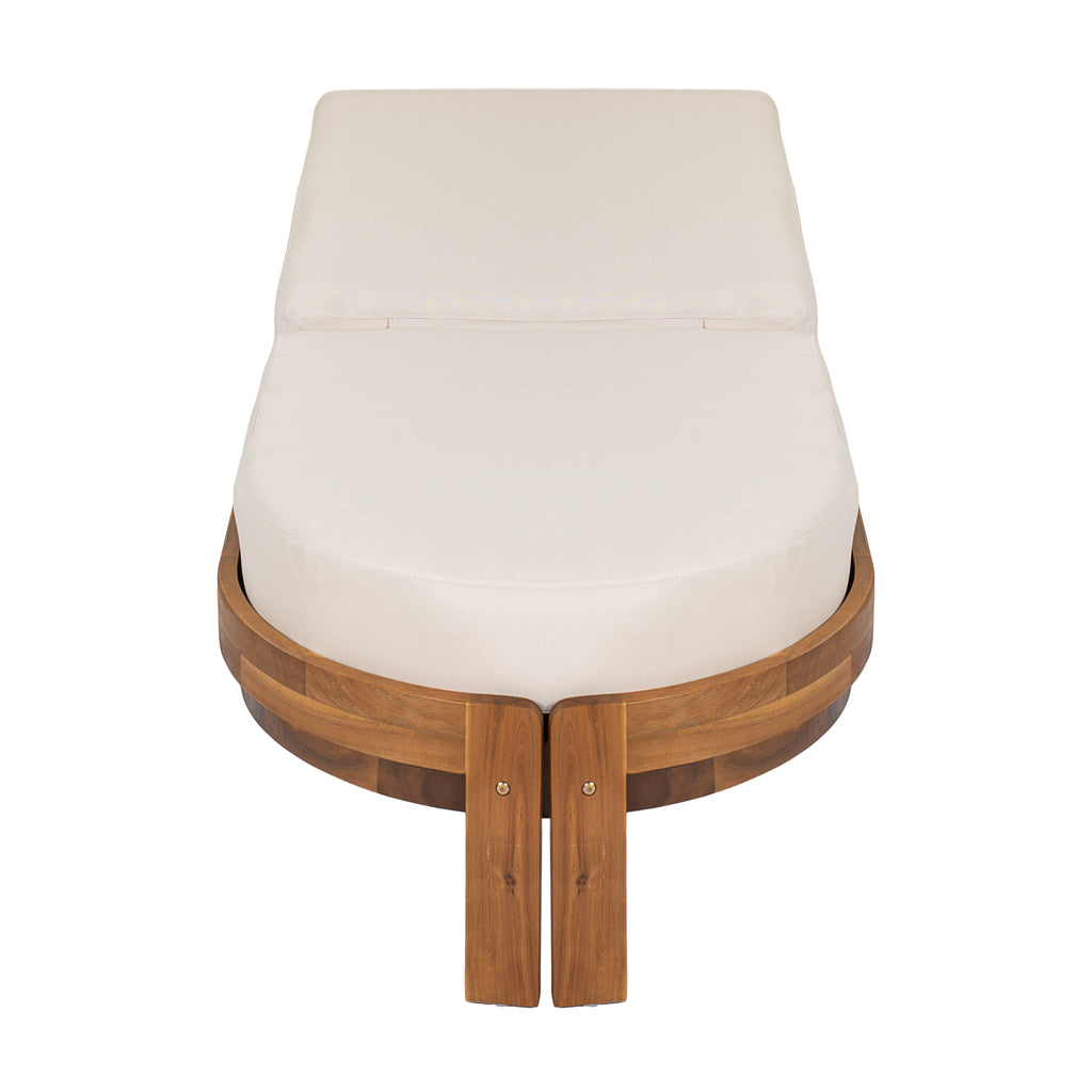 Patio Acacia Wood Chaise Lounge Chairs with Adjustable Backrest - Set of 2