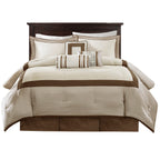 7 Piece Comforter Set Taupe/Brown Queen