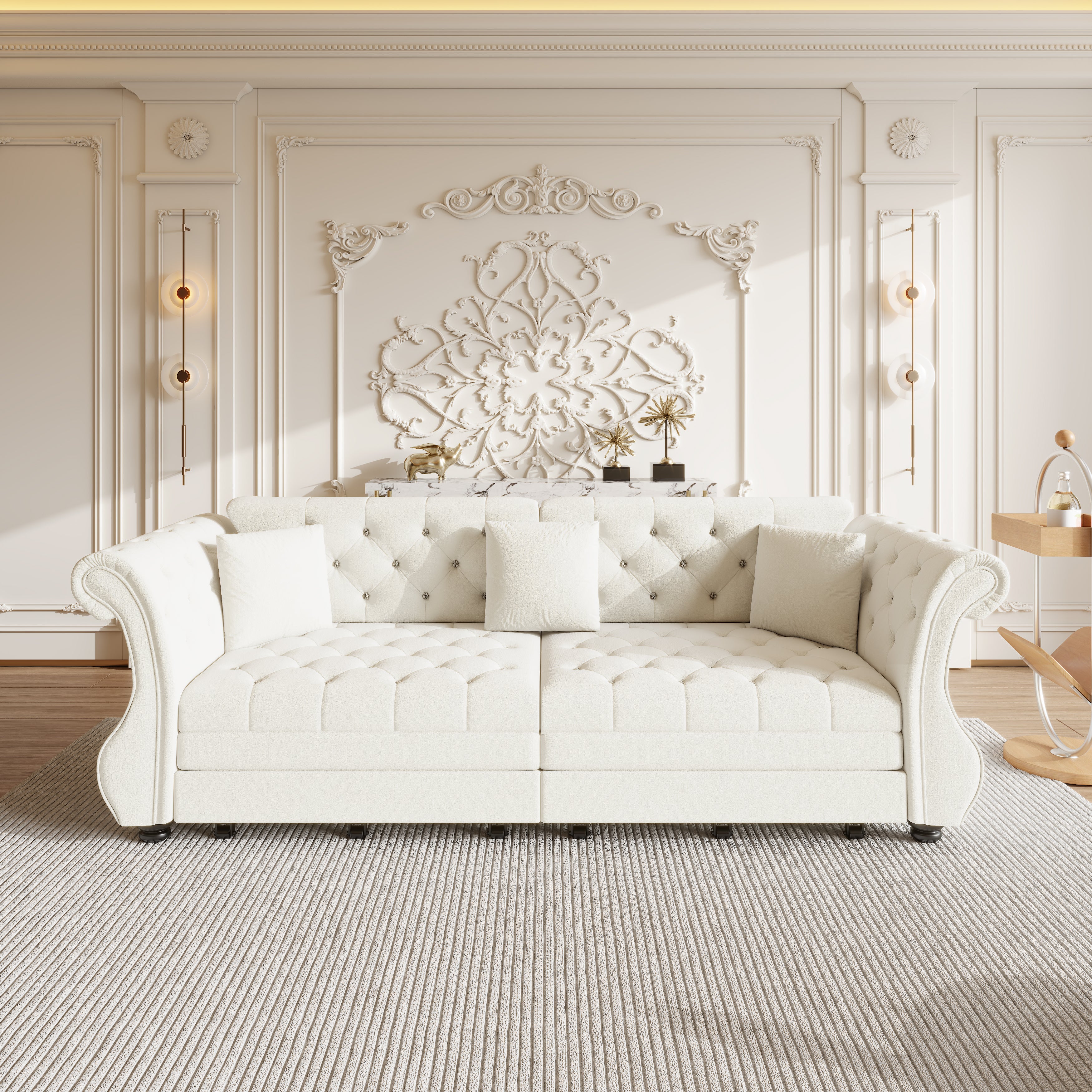 97.6" Oversized Chesterfield Pull Out Sofa Bed