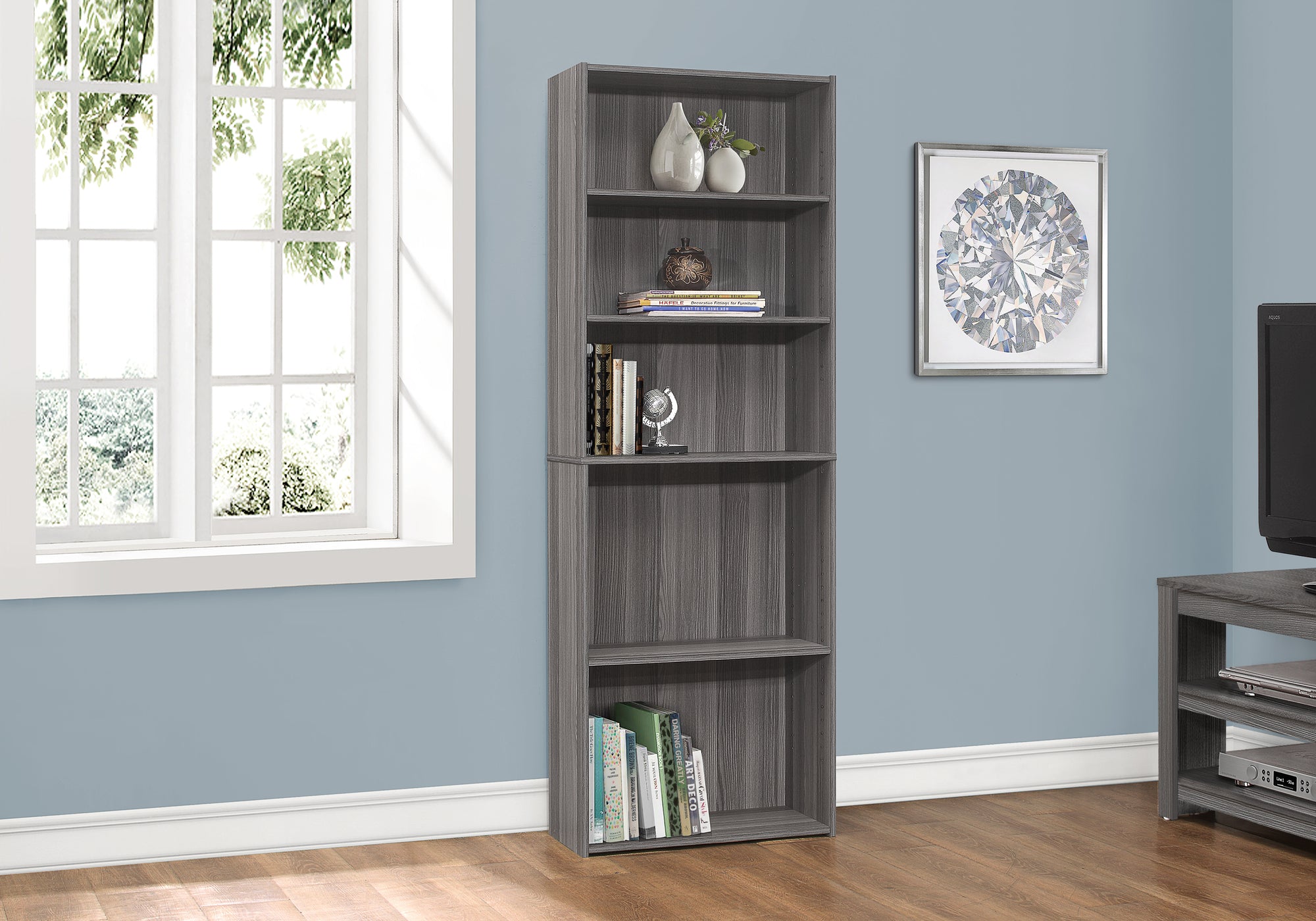 6 Tier Bookshelf, Bookcase - 72"h Office & Bedroom