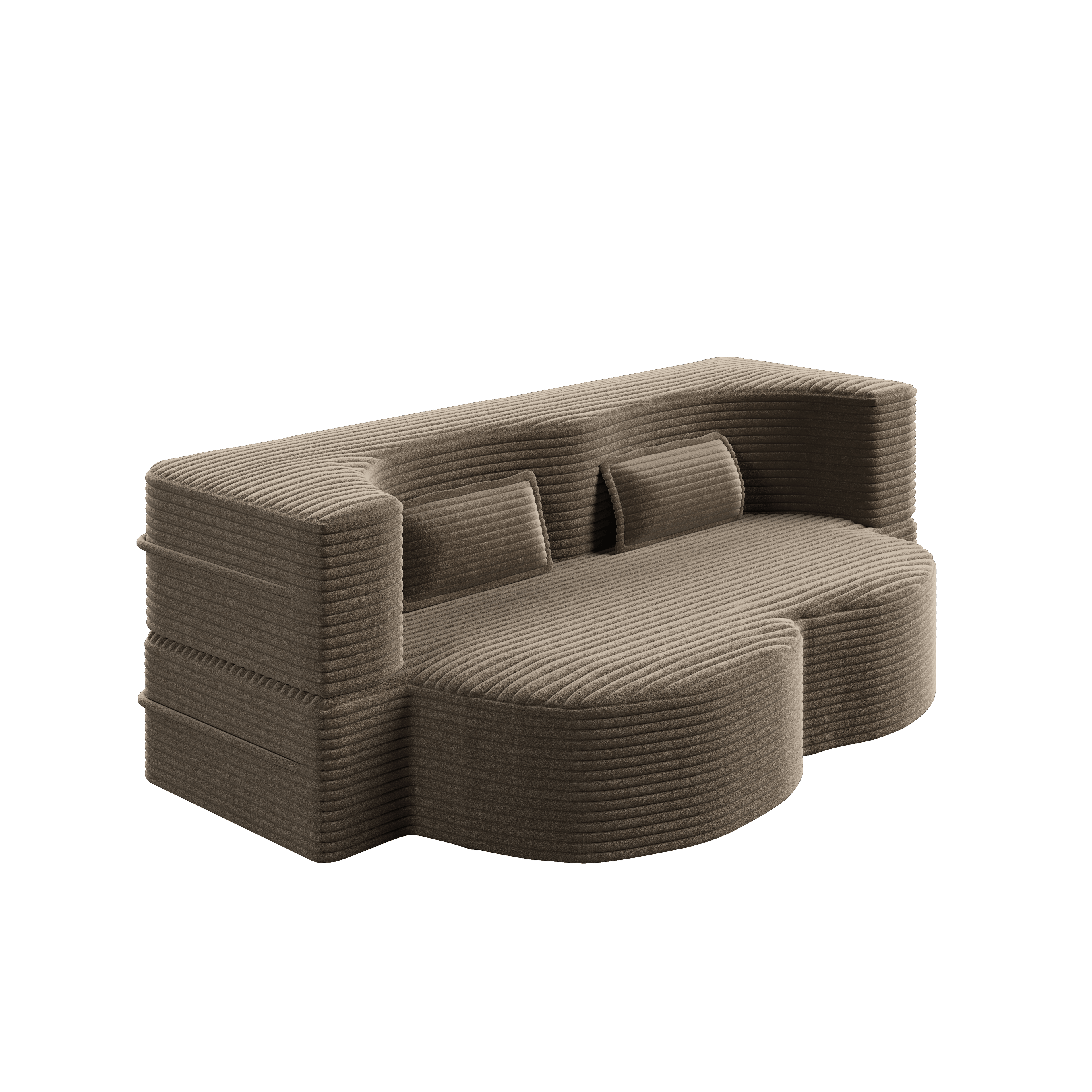 Modern Floor Sofa with 2 Pillows - Convertible Plush Couch