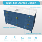 60" Modern Solid Wood Bathroom Vanity with Sink, 61" Carrara