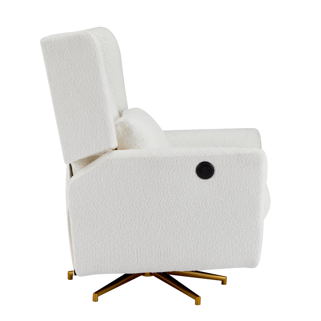 Power Recliner Chair Swivel, Boucle Upholstered