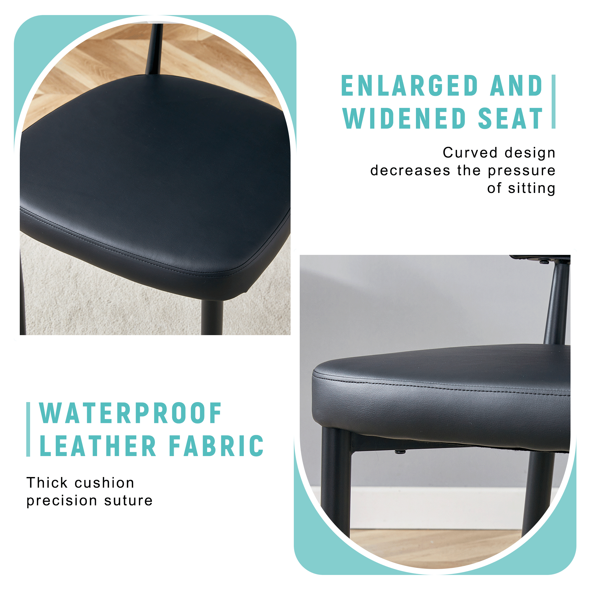 Black Minimalist Ergonomic Dining Chair - Set of 4