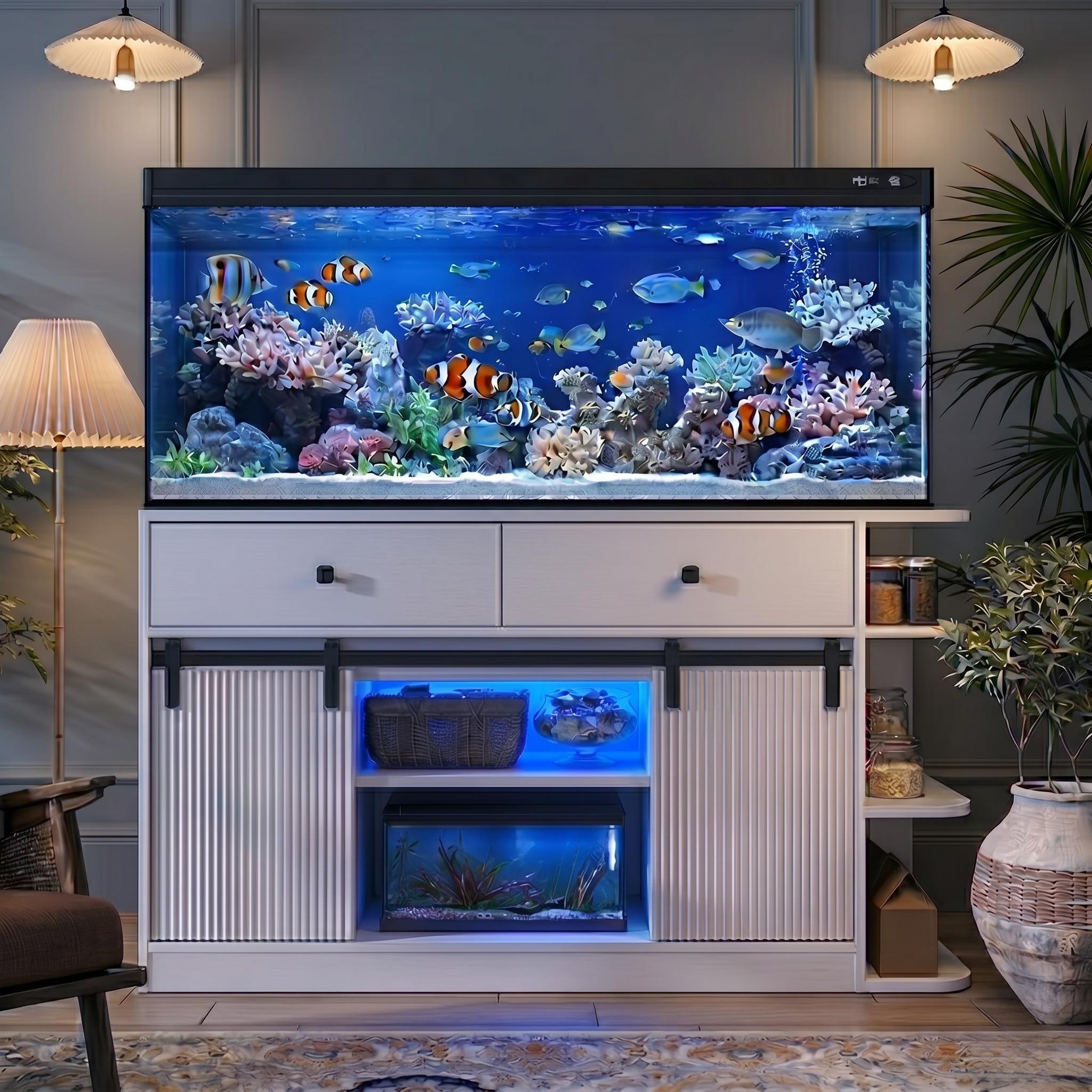 75 Gallon Fish Tank Stand with LED Light & Power Outlets
