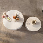 White Scalloped Round Coffee Table Set