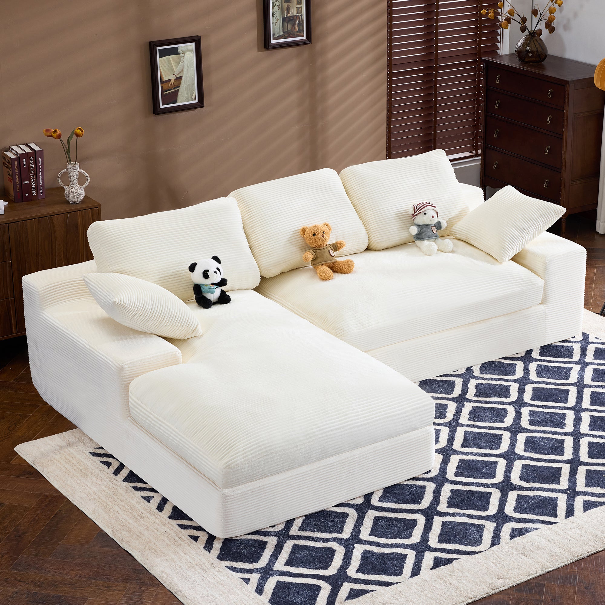 White Corduroy Compressed Sofa