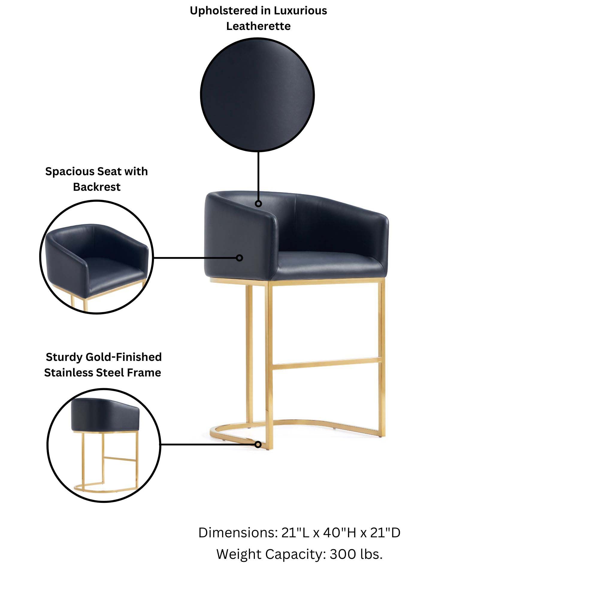 Louvre Metal Upholstered Barstool