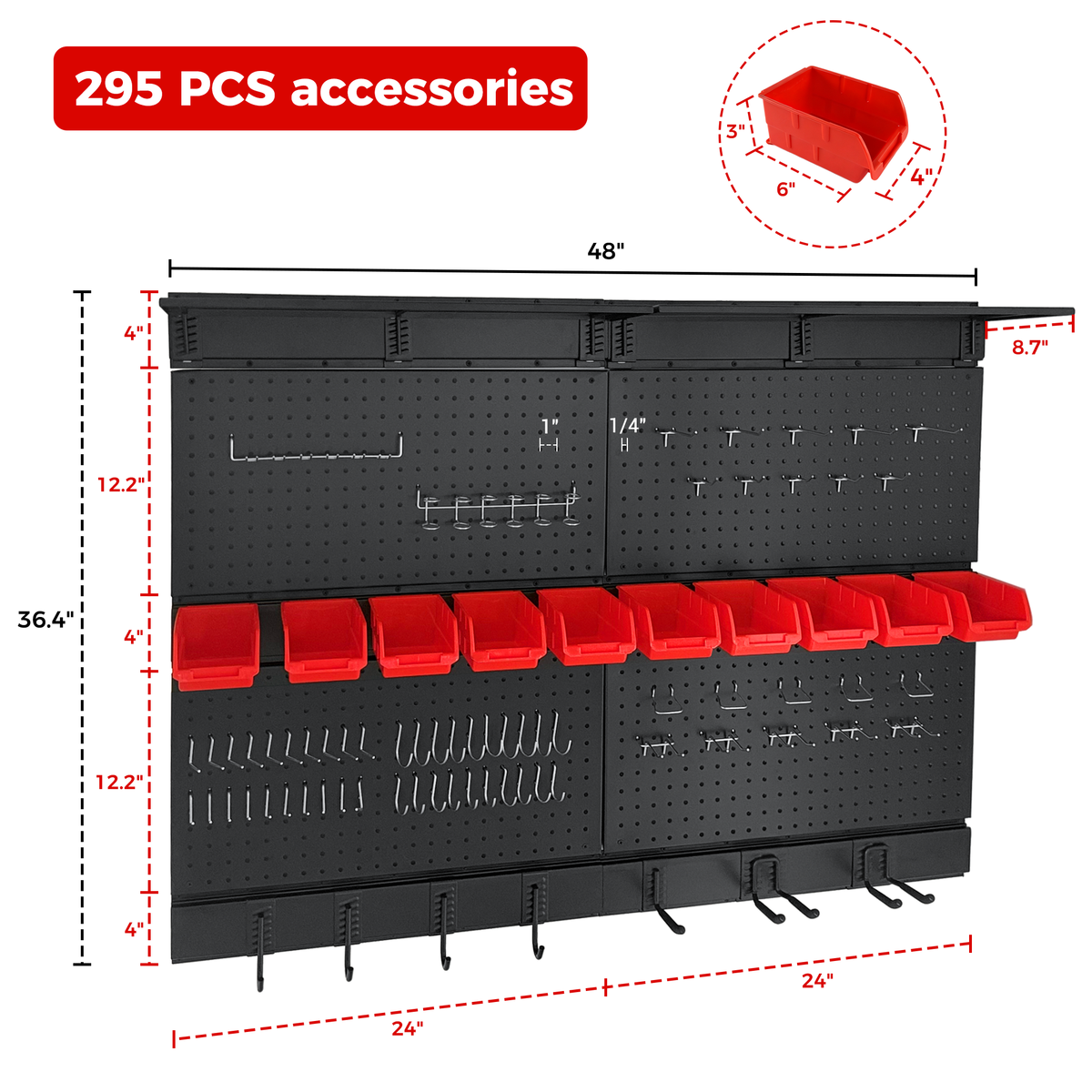 Pegboard Wall Organizer - 48 x 36 Inches