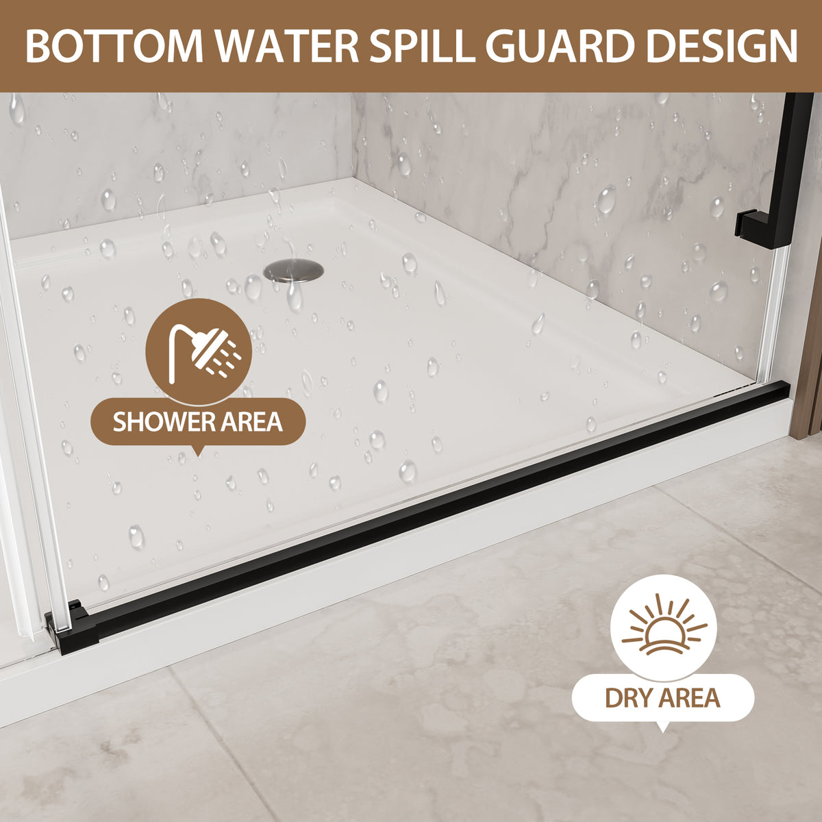Matte Frameless Sliding Shower Door 56"-60" W x 75" H
