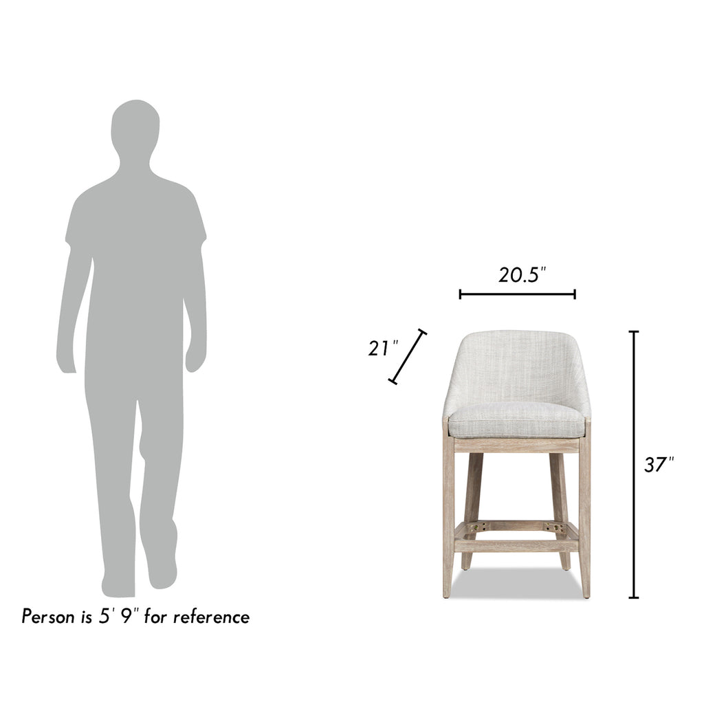 Newport 26.5" Coastal Curved Back Upholstered Counter Stool